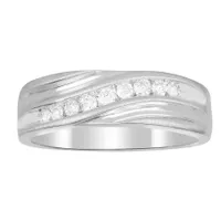 MEN’S RING 1/4 CT ROUND DIAMOND 10K WHITE GOLD