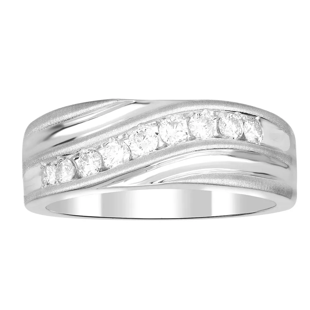 MEN’S RING 1/2 CT ROUND DIAMOND 10K WHITE GOLD