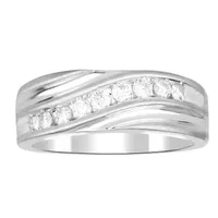 MEN’S RING 1/2 CT ROUND DIAMOND 10K WHITE GOLD