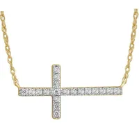 LADIES NECKLACE 1/10 CT ROUND DIAMOND 10K YELLOW GOLD