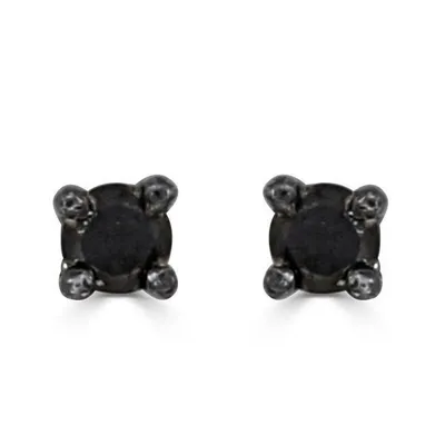 LADIES EARRINGS / CT BLACK ROUND DIAMOND SILVER