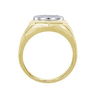 MENS RING 1/4 CT ROUND DIAMOND 10K TT WHITE & YELLOW GOLD