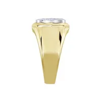 MENS RING 1/4 CT ROUND DIAMOND 10K TT WHITE & YELLOW GOLD