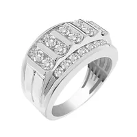 MEN’S RING 2 CT ROUND DIAMOND 10K WHITE GOLD