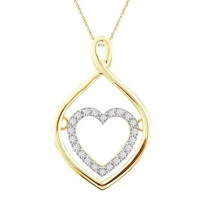 LADIES PENDANT 1/10 CT ROUND DIAMOND 10K YELLOW GOLD