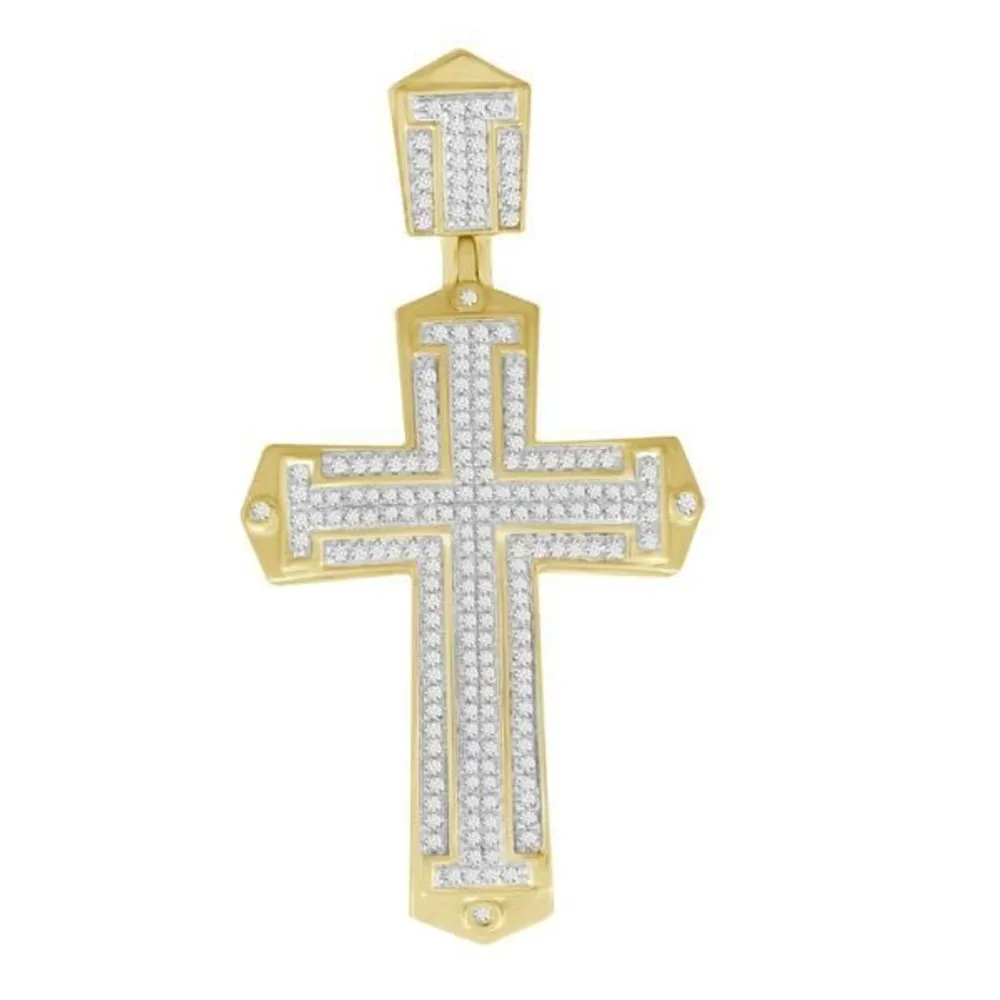 MEN’S CROSS PENDANT 5/8 CT ROUND DIAMOND 10K YELLOW GOLD