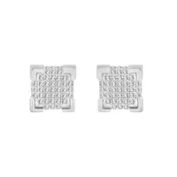 MEN’S EARRINGS 1/2 CT ROUND DIAMOND SILVER