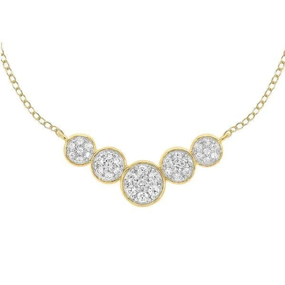 LADIES NECKLACE 1/3 CT ROUND DIAMOND 10K YELLOW GOLD