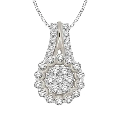 LADIES PENDANT 1/2 CT ROUND DIAMOND 10K WHITE GOLD