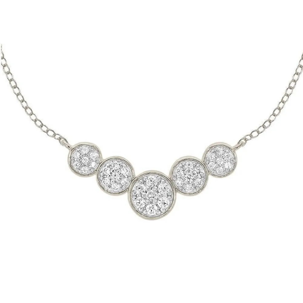 LADIES NECKLACE 1/3 CT ROUND DIAMOND 10K WHITE GOLD