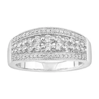 LADIES BAND 1/2 CT ROUND DIAMOND 10K WHITE GOLD