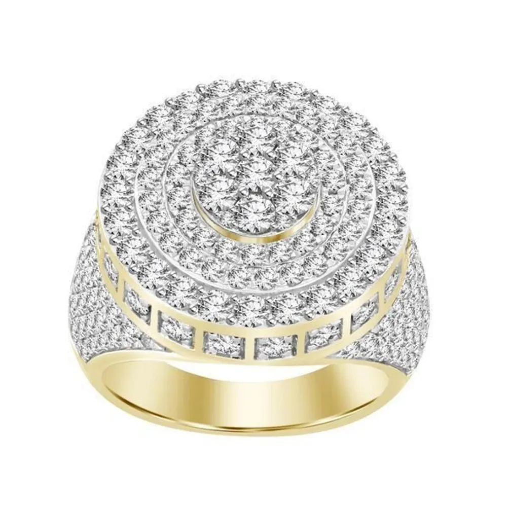 MEN’S RING 5 CT ROUND DIAMOND 14K YELLOW GOLD