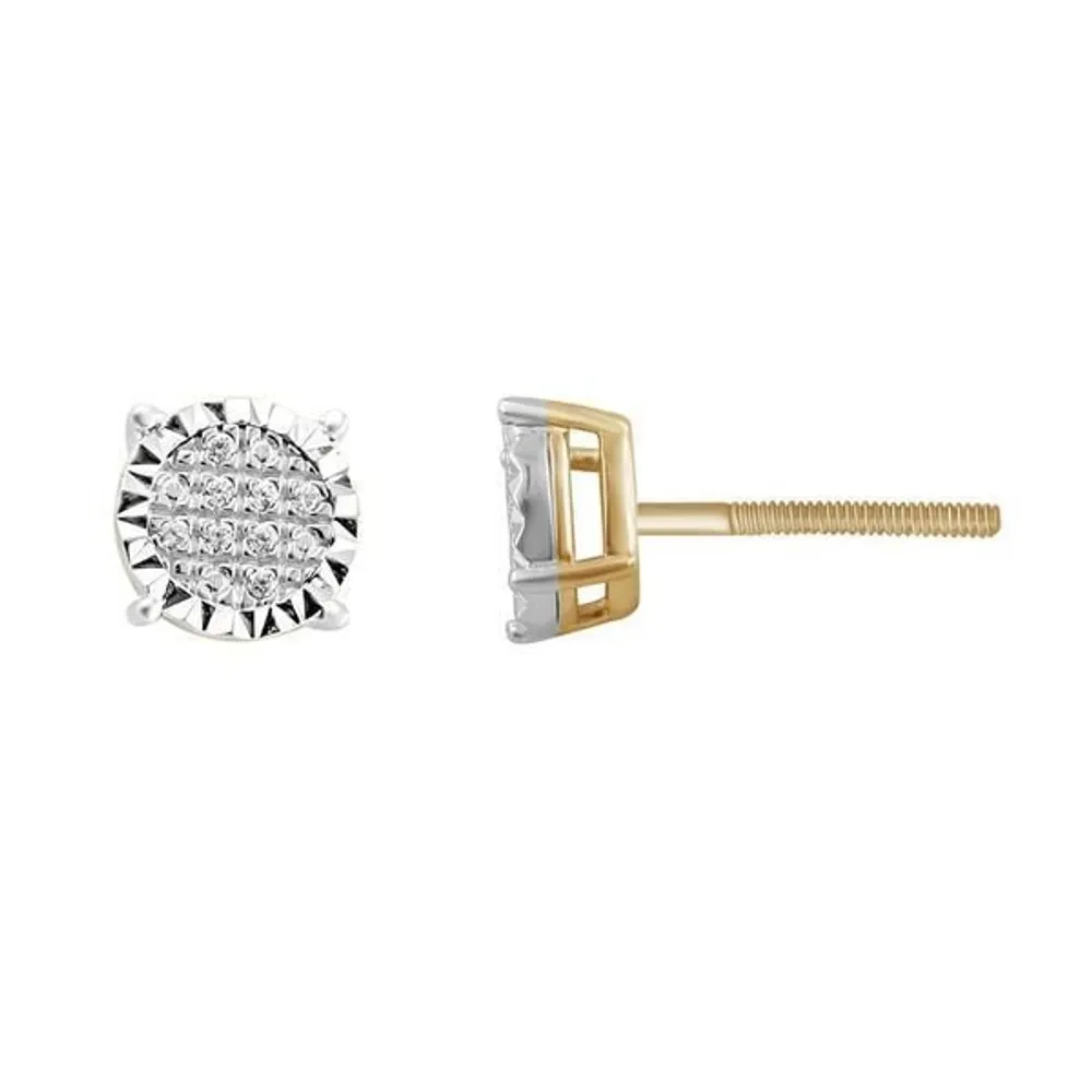 LADIES EARRING 1/10 CT ROUND DIAMOND 10K YELLOW GOLD