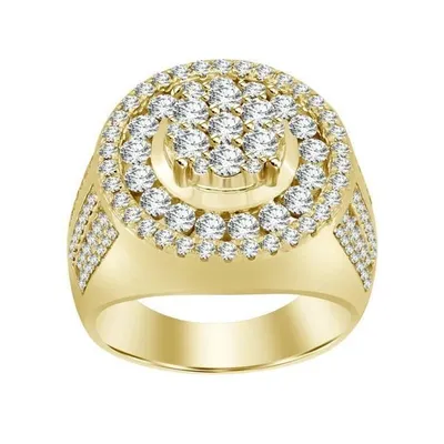 MEN’S RING 3 CT ROUND DIAMOND 14K YELLOW GOLD