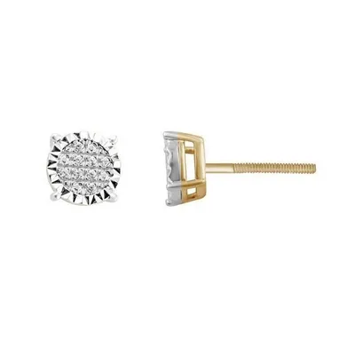 LADIES EARRINGS 1/20 CT ROUND DIAMOND 10K YELLOW GOLD