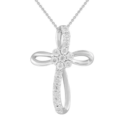 LADIES PENDANT 1/10 CT ROUND DIAMOND 10K WHITE GOLD