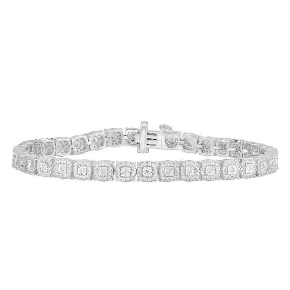 LADIES BRACELET 2 CT ROUND DIAMOND 10K WHITE GOLD