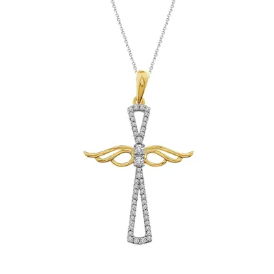 LADIES PENDANT 1/ CT ROUND DIAMOND 10K TT YELLOW & WHITE GOLD