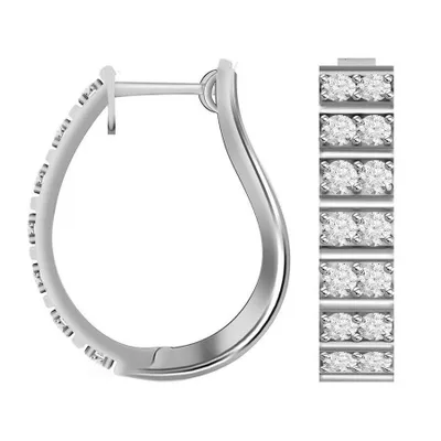 LADIES HOOPS EARNIG 1 1/2 CT ROUND DIAMOND 10K WHITE GOLD