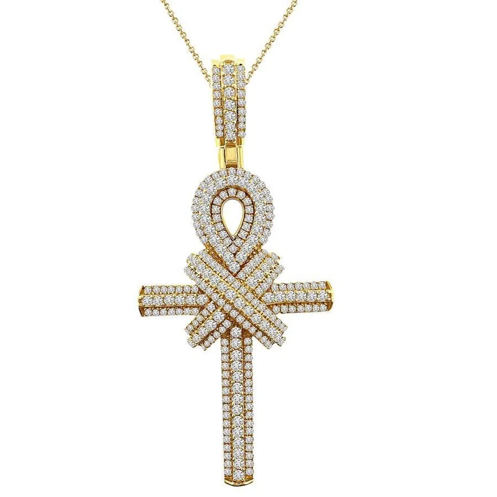 MEN’S CROSS 1 1/2 CT ROUND DIAMOND 10K YELLOW GOLD