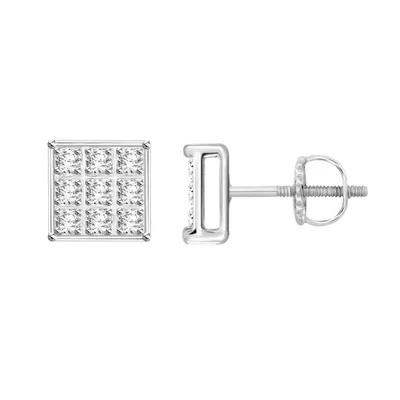 MEN’S EARRINGS 1/20 CT ROUND DIAMOND SILVER