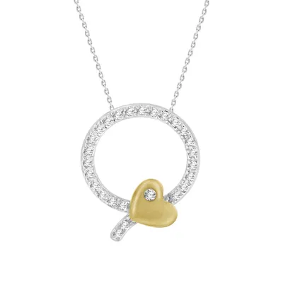 LADIES PENDANT 1/5 CT ROUND DIAMOND 10K TT WHITE/YELLOW GOLD