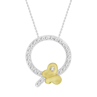 LADIES PENDANT  1/5CT ROUND DIAMOND 10K TT WHITE/YELLOW GOLD