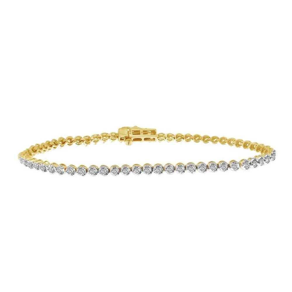 LADIES BRACELET 1 CT ROUND DIAMOND 10K YELLOW GOLD