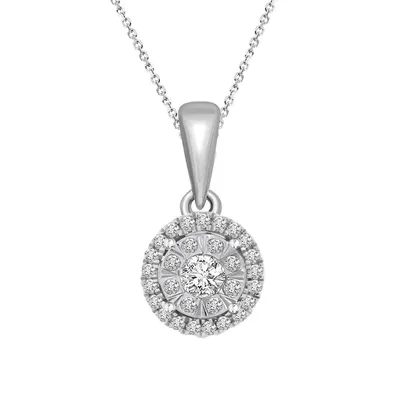 LADIES PENDANT 1/15 CT ROUND DIAMOND 10K WHITE GOLD