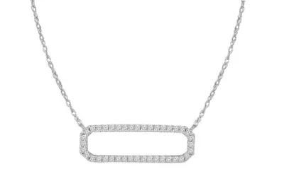 LADIES NECKLACE 1/6 CT ROUND DIAMOND 10K WHITE GOLD