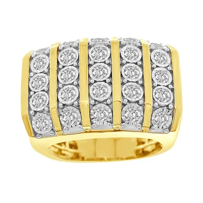 MEN’S RING 1 1/2 CT ROUND DIAMOND 10K YELLOW GOLD