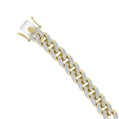 MENS BRACELET 2 CT ROUND DIAMOND 10K YELLOW GOLD