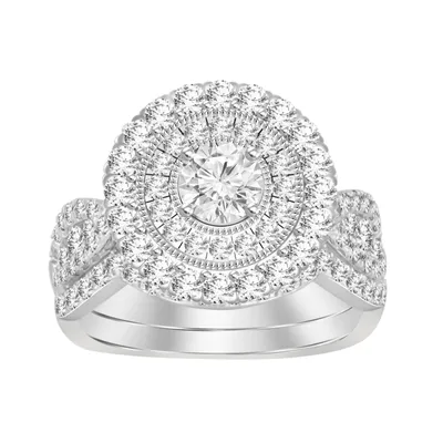 LADIES BRDIAL SET 2.00 CT ROUND DIAMOND 14K WHITE GOLD