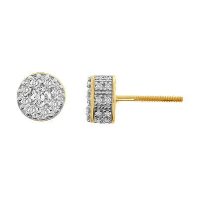 MEN’S EARRINGS 3/4 CT ROUND DIAMOND 10KT YELLOW GOLD