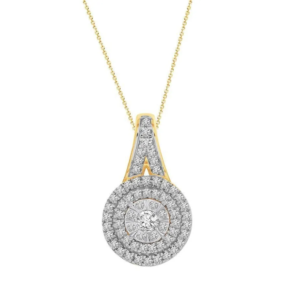 LADIES PENDANT 1/3 CT ROUND DIAMOND 10K YELLOW GOLD