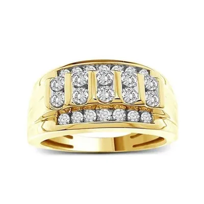 MEN’S BAND 1 1/2 CT ROUND DIAMOND 10KT YELLOW GOLD