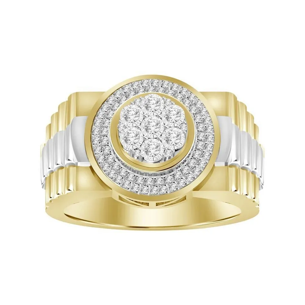 MEN’S RING 1/4 CT ROUND DIAMOND 10K TT WHITE/YELLOW GOLD