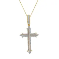 MEN’S CROSS 1 CT ROUND DIAMOND 10K YELLOW GOLD