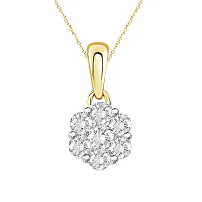 LADIES PENDANT1/4 CT ROUND DIAMOND 10K YELLOW GOLD