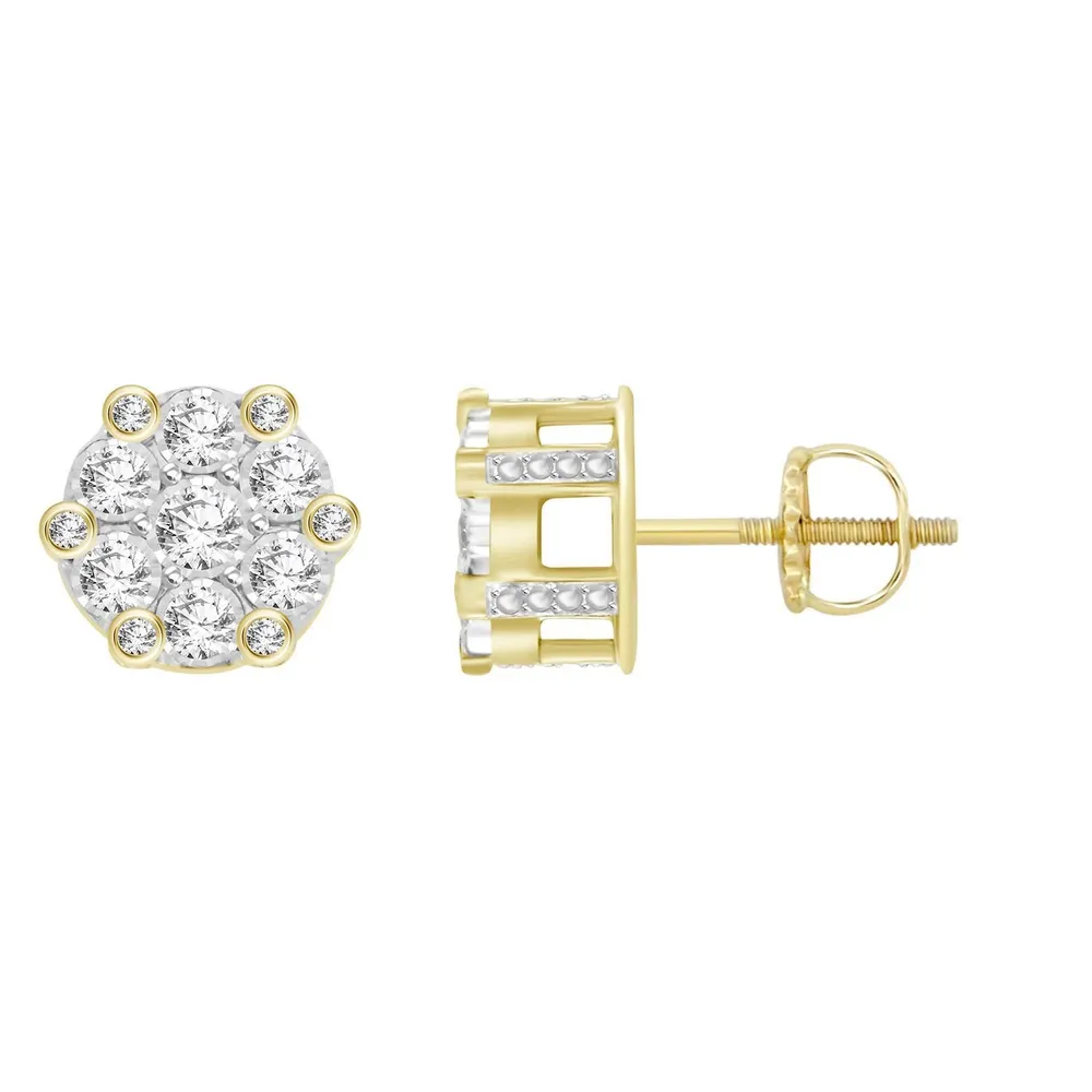 MEN’S EARRING 1/4 CT ROUND DIAMOND 10K YELLOW GOLD