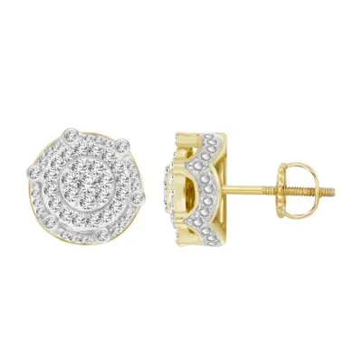 MEN’S EARRING 5/8 CT ROUND DIAMOND 10K YELLOW GOLD