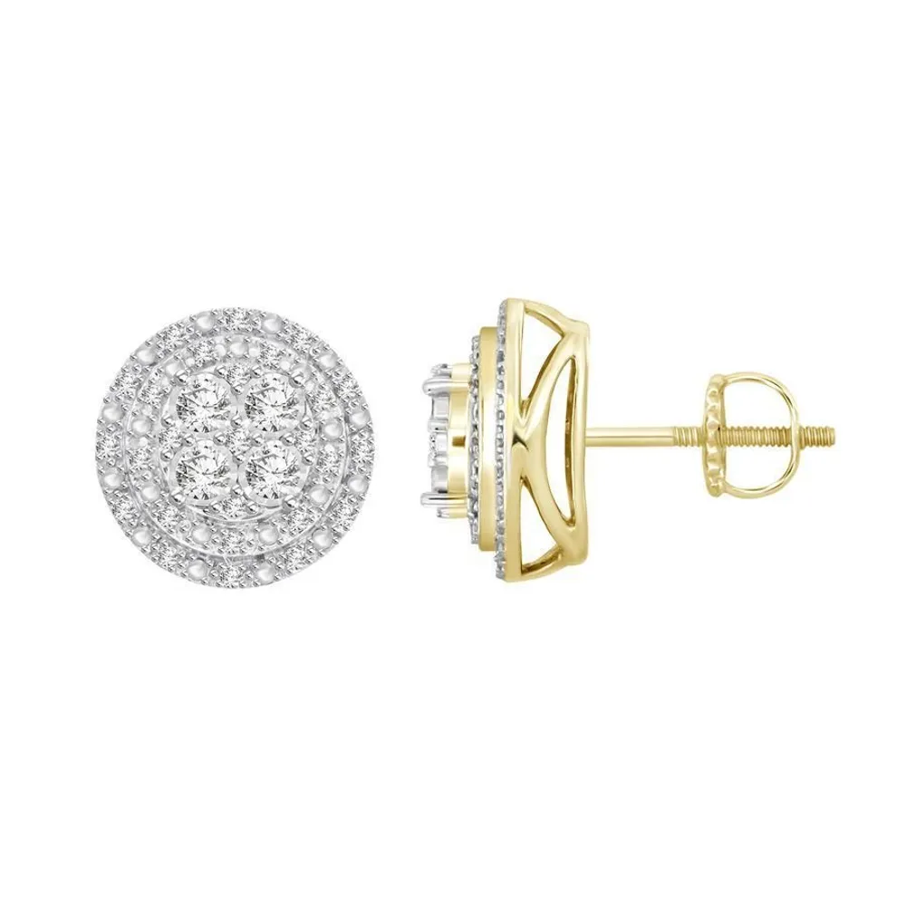 MEN’S EARRING 1/5 CT ROUND DIAMOND 10K YELLOW GOLD