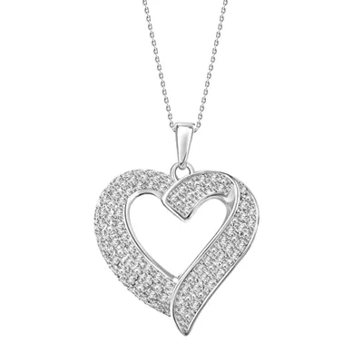 LADIES PENDANT 1/2 CT ROUND DIAMOND SILVER