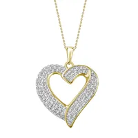 LADIES PENDANT 1/2 CT ROUND DIAMOND SILVER YELLOW PLATED