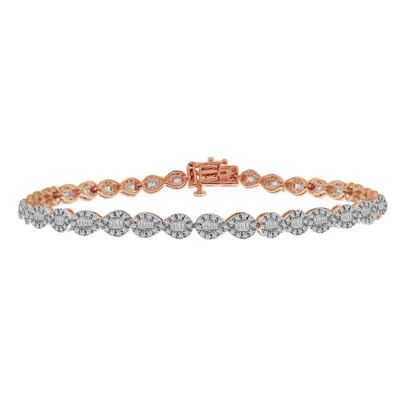 LADIES BRACELET 1 CT ROUND DIAMOND 10K ROSE GOLD