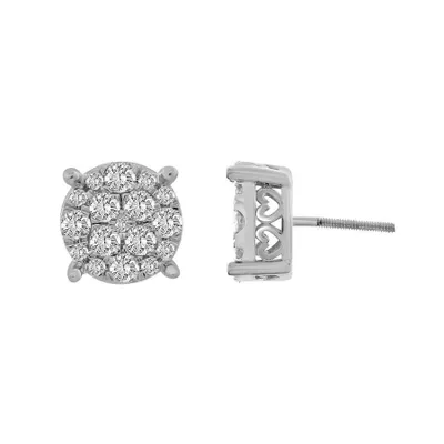 MEN’S EARRING 7/8 CT ROUND DIAMOND 10K WHITE GOLD