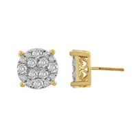 LADIES EARRING 1 CT ROUND DIAMOND 10K YELLOW GOLD