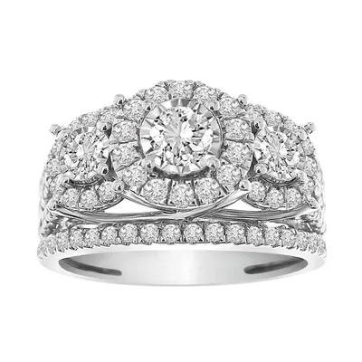 LADIES RING 1 1/2 CT ROUND 14KT WHITE GOLD