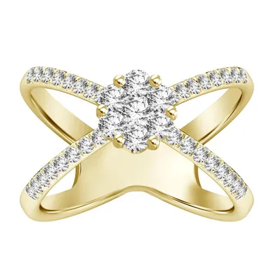 LADIES RING 1/2 CT ROUND DIAMOND 14K YELLOW GOLD