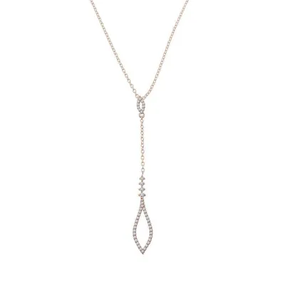 LADIES NECKLACE 1/4 CT ROUND DIAMOND 10K ROSE GOLD